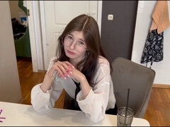 Sloppy blowjob, russian schoolgirl, stepsister