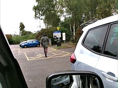 デカパイ, イギリス人, ヨーロピアン, アウトドア, 公共, シーメール, 一人, オッパイの