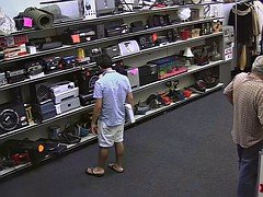 Horny blonde screwed by horny pawn guy