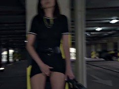 Jeny Smith exposing her perfect body in a parking garage
