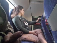 Spycam catches curvy mommy giving a blowjob and handjob on the bus