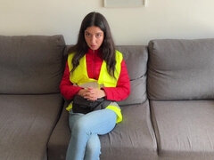 Sucer une bite, Brunette brune, Attrapée, Éjaculation interne, Hd, Réalité, Russe, Nénés