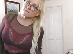 sexy blonde deepthroats a huge dick in blue light mature porn