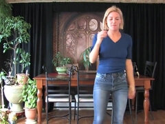 Sucer une bite, Mignonne, Femelle, Fétiche, Jeans, Naturelle, Chatte, Solo