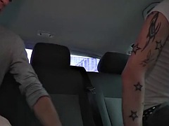 Amateur twinks fit into a vehicle to have a hardcore threesome