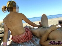Leie, Strand, Grosser schwanz, Spermaladung, Flashen, Handjob, Masturbation, Nudist