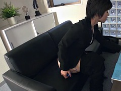 Japanese secretary Hasumi masturbates uncensored
