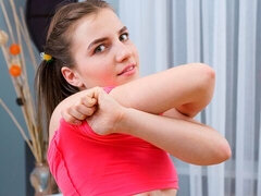 素人, お尻, 茶髪の, 指いじり, 剃毛, 一人, ティーン, オッパイの