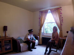 Pijpbeurt, Auto, Vies, Likken, Buiten, Politie, Gezichtspunt, Uniformpje