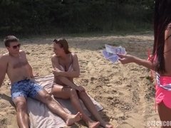 Enthousiasteling, Strand, Stel, Tsjechisch, Kwartet, Openbaar, Swinger, Tiener
