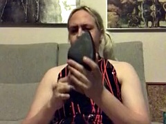 Blondine, Dildo, Europäisch, Würgen, Absätze, Latex, Schwedisch, Spielzeuge