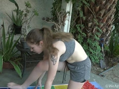 Блондинки, Волосатые, Мастурбация, На природе, Пухлые соски, Тату