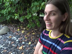 Mamada, Novia, Peludo, Orgasmo, Al aire libre, Pov, Coño, Voyeur