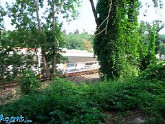 Brittany Bardot gets wild and fucks in public park with her natural tits and tight pussy flaps