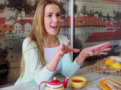 Blondine, Kehlenfick, Familie, Handjob, Lecken, Pov, Muschi, Titten