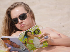 Enthousiasteling, Lieveling, Strand, Blond, Nudist, Openbaar, Mager, Tiener