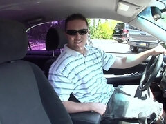 Three naughty teens sucks cock of surprised fellows right in car