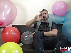 Leather daddy pops balloons with cigar PREVIEW