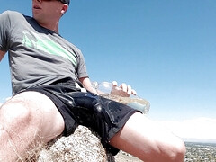 Pouring piss all over my shorts on a hike