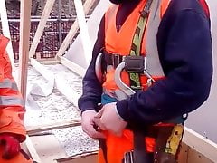 Hot builder has his foreskin pierced do not try this at home