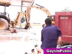 Gay fucking at construction site