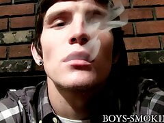 Young tattooed cigar smoker Lex masturbates solo and cums