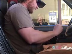 Horny Guy Bustin A Nut at the Bank ( Hands free Public Cum )