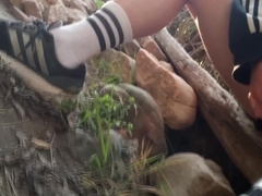 Caught Jerking Off My Cock Sticking Out Of My Very Short Shorts I Wait Him Gone To Wank Again And Cum Outdoor Caught Masturba