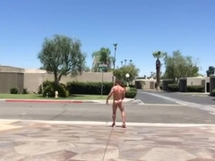 Muscle Step dad Jerk Off Outside