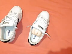 Fucking and cumming a lot inside my wife's Adidas sneakers