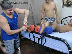 japanese boy Russel strapped and Tickled