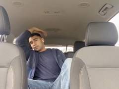 Foot fetish solo play and car sex session with a smoking gay in public