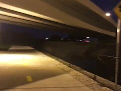 Naked Man Streaking Under A Public Bridge At Night Huge Dick