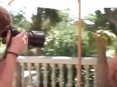 Wannabe twink models masturbate outdoors while being photographed