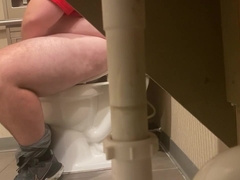Massive Football Player Caught Fapping in Locker Guest Room Restroom