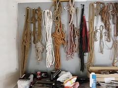 Tied up slim twink gets dick sucked and jerked off by master