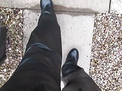 Leather trousers and booted