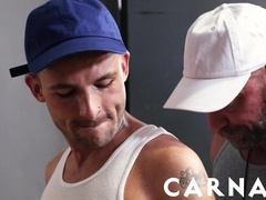 TwinkTop Lane Colten has enormous spunk-pump throated in jockstrap by Killian Knox