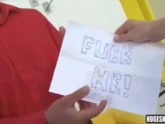 Unexperienced boy gives bj to a humungous penis