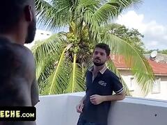 Slender Adorable Boy Sees This Sexy Latina Macho Naked