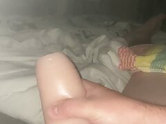 Stroking my self with my flesh light, filling every inch of it with my hard cock dadbod loves the feeling of cumming.
