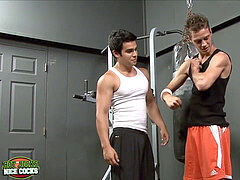 seductive homosexual jocks nailing in the gym