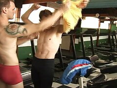 Two jocks have horny anal sex with heavy blowjob in gym