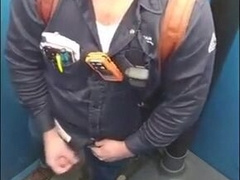 Worker Bear Jerks Off Cum in Porty Potty at Work 214