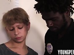Young perp detained and ass fucked by black LP Officer