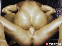 Yoshi Kawasaki and Keita gild each other in gold paint while raw breeding