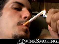 Straight rocker Axel plays his guitar and his throbbing cock with his pack of cigaret