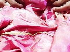 Dick head rub with pink shaded satin silky salwar of neighbour (24)