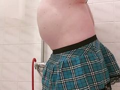Hot schoolgirl Sexdoll shower impregnation belly inflation enema