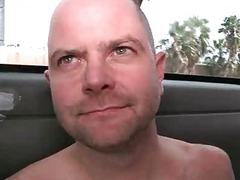 Hairy dad thinks a babe is sucking his dick but it's actually a gay bro